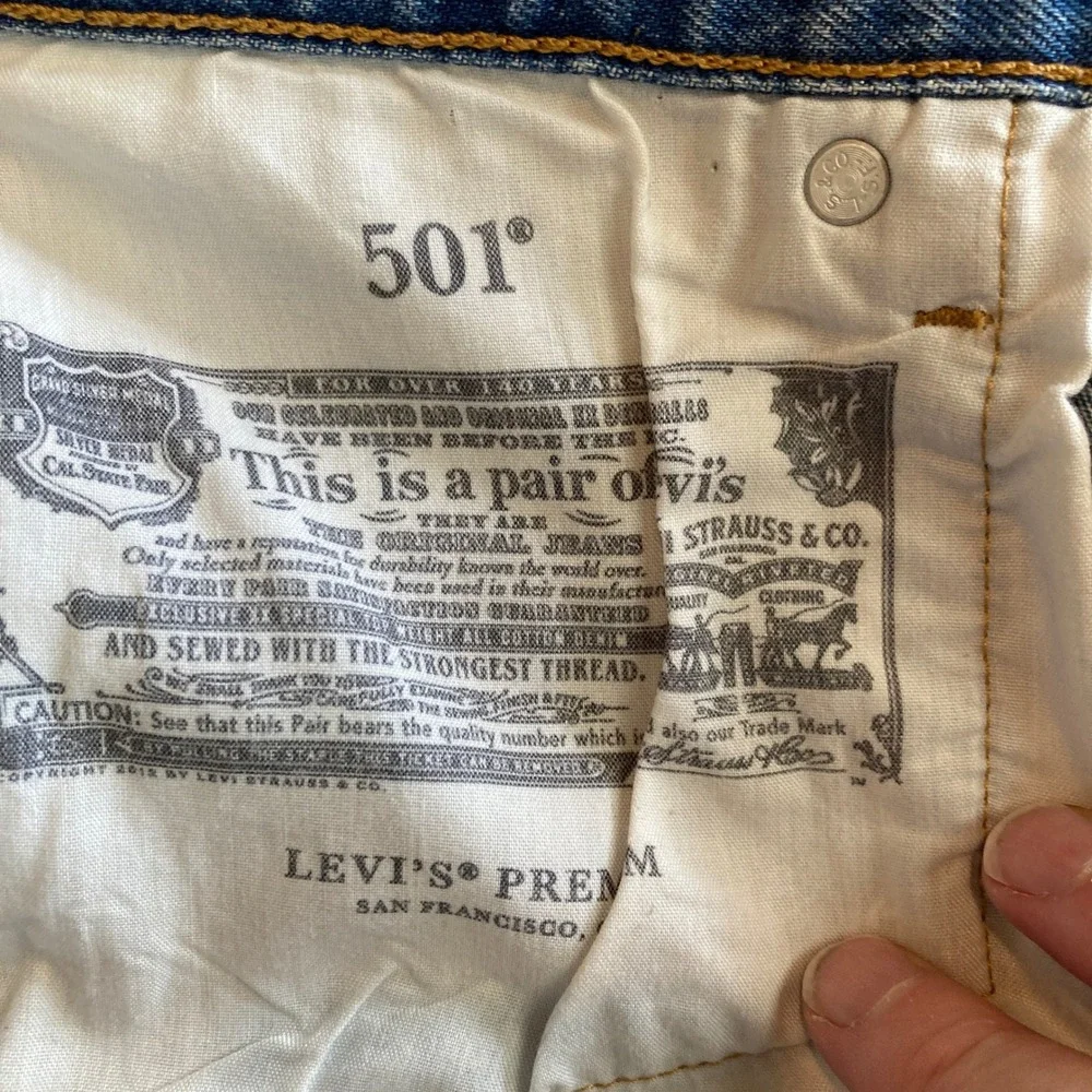 Levis Premium 501 Cut Off‎ Denim Shorts Women 26 Button Fly Big E